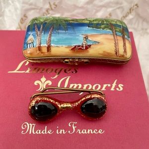 Limoges Beach Scene Sunglasses Porcelain Box